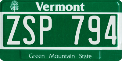 VT license plate ZSP794