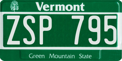 VT license plate ZSP795