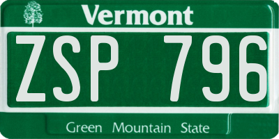 VT license plate ZSP796