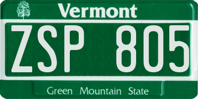 VT license plate ZSP805