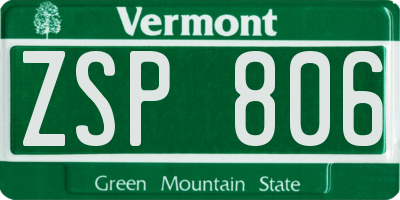 VT license plate ZSP806