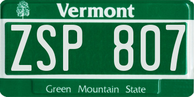 VT license plate ZSP807