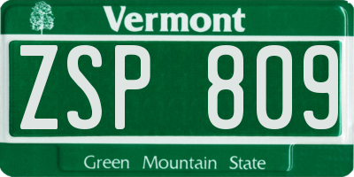 VT license plate ZSP809