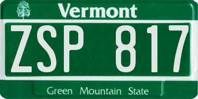VT license plate ZSP817