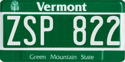 VT license plate ZSP822