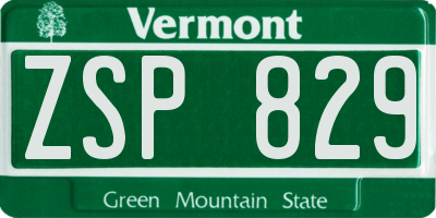 VT license plate ZSP829