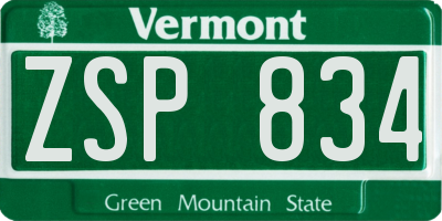 VT license plate ZSP834