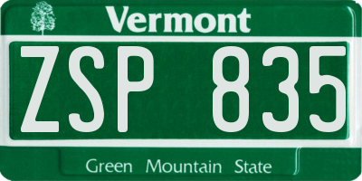 VT license plate ZSP835