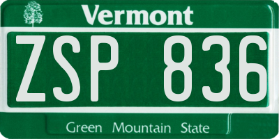 VT license plate ZSP836