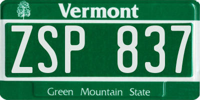 VT license plate ZSP837
