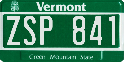 VT license plate ZSP841