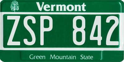 VT license plate ZSP842