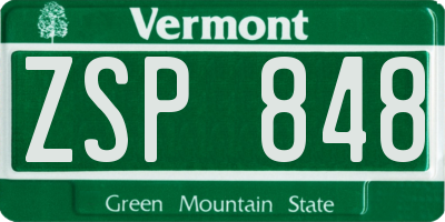 VT license plate ZSP848