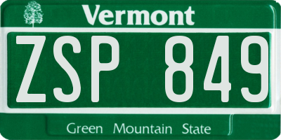 VT license plate ZSP849