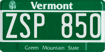 VT license plate ZSP850