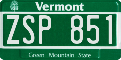 VT license plate ZSP851