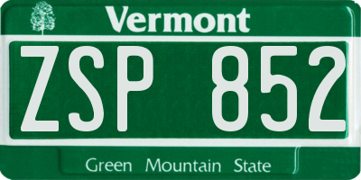 VT license plate ZSP852