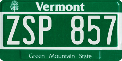 VT license plate ZSP857