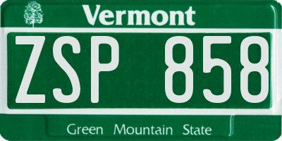 VT license plate ZSP858