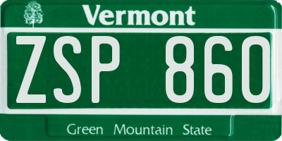 VT license plate ZSP860