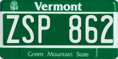 VT license plate ZSP862
