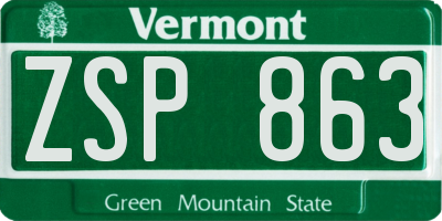 VT license plate ZSP863