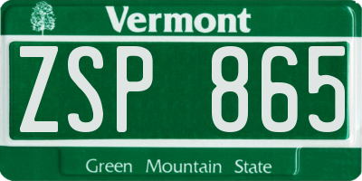 VT license plate ZSP865