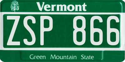 VT license plate ZSP866