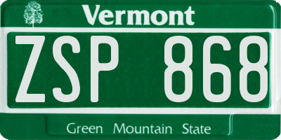 VT license plate ZSP868
