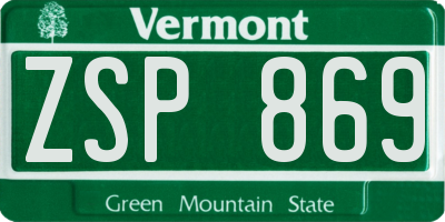 VT license plate ZSP869