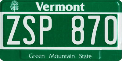 VT license plate ZSP870