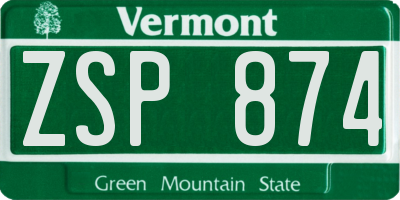VT license plate ZSP874