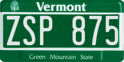 VT license plate ZSP875