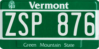VT license plate ZSP876