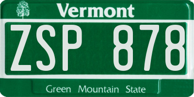 VT license plate ZSP878