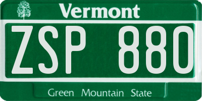 VT license plate ZSP880