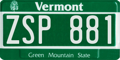 VT license plate ZSP881