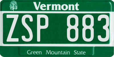 VT license plate ZSP883