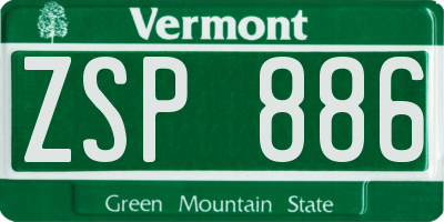 VT license plate ZSP886