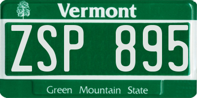 VT license plate ZSP895