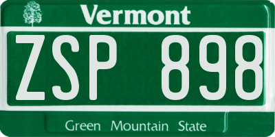 VT license plate ZSP898