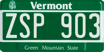VT license plate ZSP903