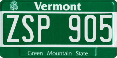 VT license plate ZSP905