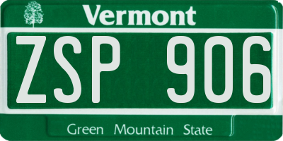 VT license plate ZSP906