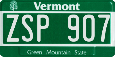 VT license plate ZSP907