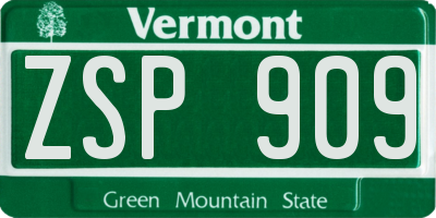 VT license plate ZSP909