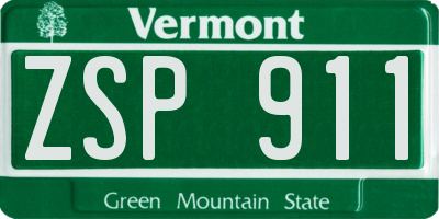 VT license plate ZSP911