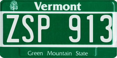 VT license plate ZSP913