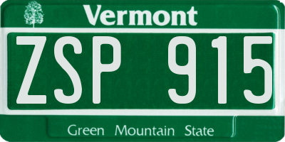 VT license plate ZSP915
