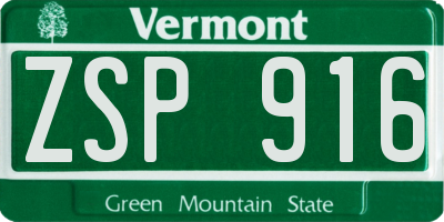 VT license plate ZSP916
